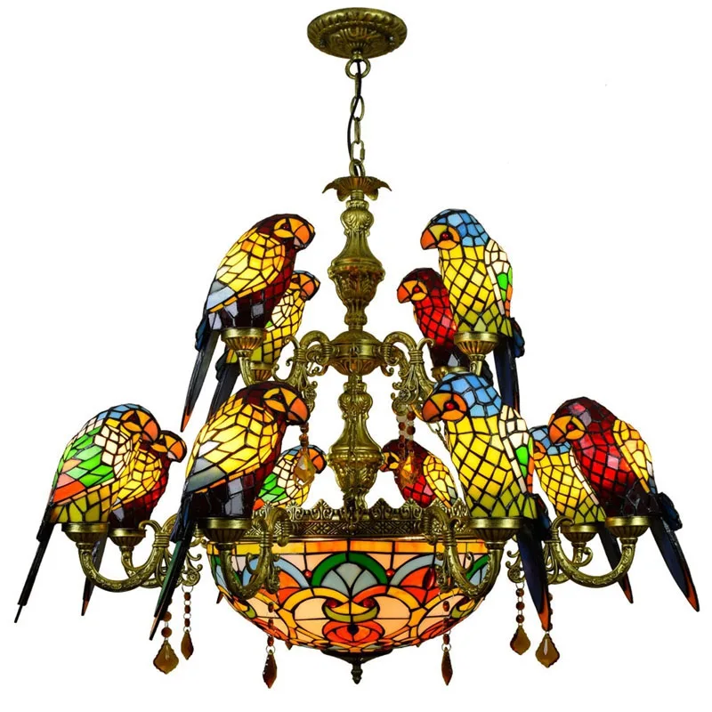 FUMAT-Luxurious-Parrot-Double-deck-Chandeliers-Tiffany-Stained-glass-12-birds-Parrot-Restaurant-Bar-club-Living