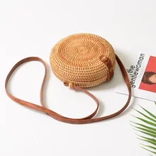 

Women Straw Bags Handmade Round Bamboo Messenger Crossbody Bag Female Rattan Bags Box Bali Bohemian Beach Handbag Knitting Bolsa