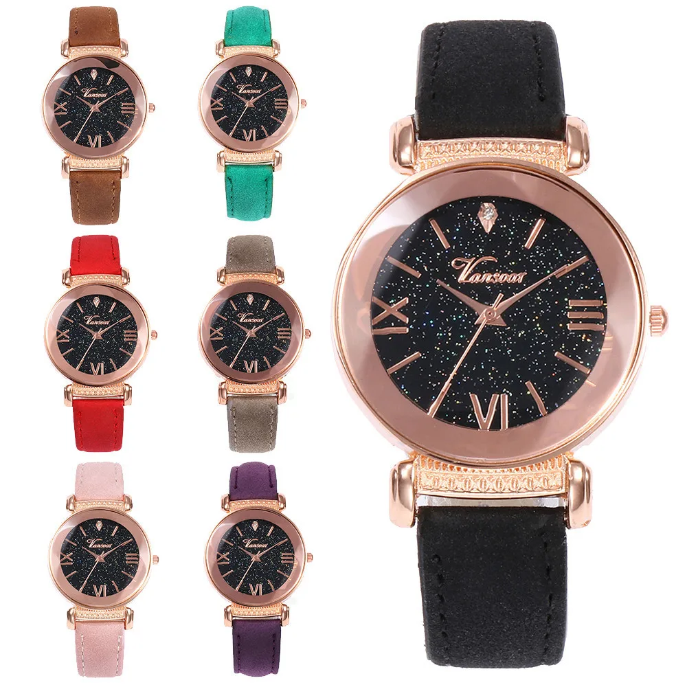 

Vansvar Luxury Brand Womens Watches Leather Analog Quartz Ladies Dress Wrist Watch relogio feminino clock Fashion Men's Watch