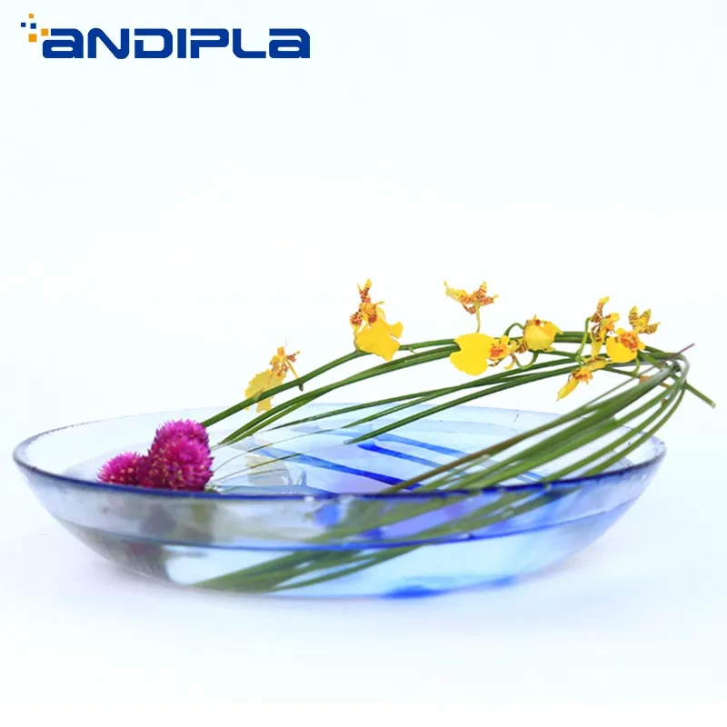Modern Simple Decor Boutique Blue Crystal Glass Fruit Dish