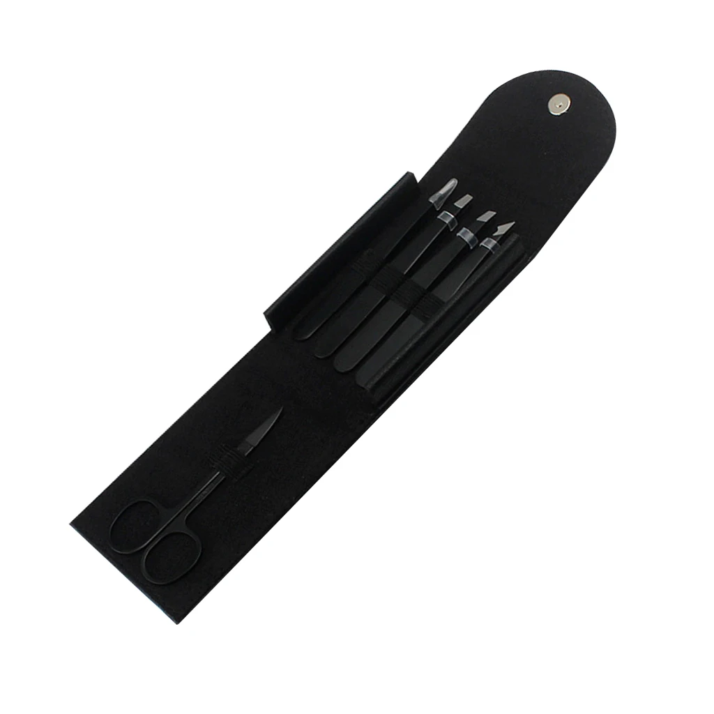 5Pieces, Professional Stainless Steel Slant Tip Flat Pointed Tweezers, Eyebrow Scissors For Your Daily Beauty Routine