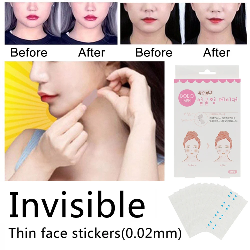 

40Pcs V-Shape Face Lift Tape Label Adhesive Makeup Fast Chin Face Lift Up Beauty Tools V Line Face Tape Slimming Patch Wholesale