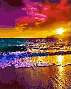 

MaHuaf-X1593 beautiful sunset seaside painting by numbers cuadros decoracion wall art picture for living room