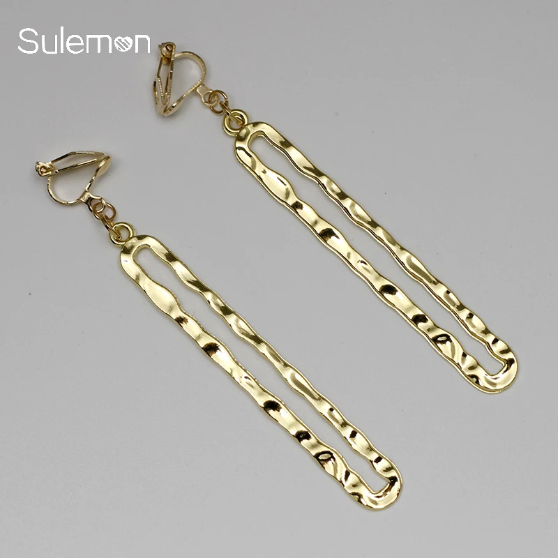 

Geometric Shape Clip Earrings No Pierced Ear Clips Metal Simple Rectangle Earrings Without Piercing Minimalist Jewelry CE260