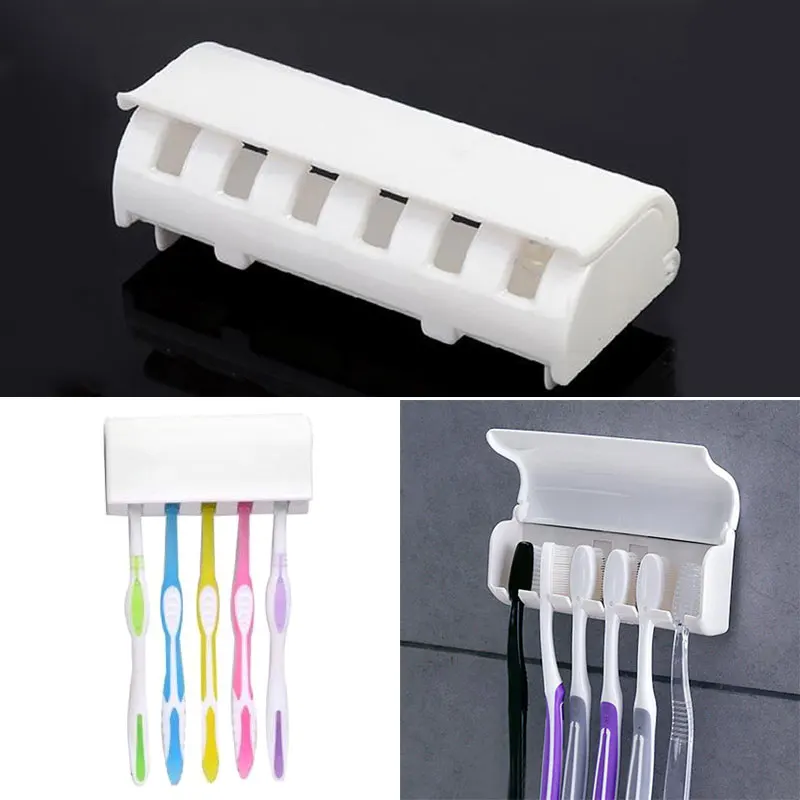 Белые пластиковые настенные крепления держатель для зубных щеток домашняя ванная щетка для зубных щеток присоска держатель подставка с крышкой Двусторонняя лента