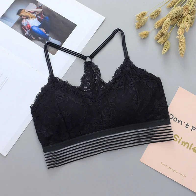 

Sexy Floral Lace Seamless Bras for Women 2019 New Solid Colour Elastic Straps BH Wire Free Padded Push Up Bra Underwear Bralette