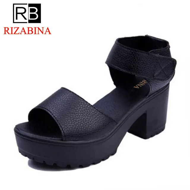RizaBina Women Gladiator High Heel Sandals Platform Peep Toe Solid Color Thick Heel Sandals Summer Daily Shoes Woman Size 35-41