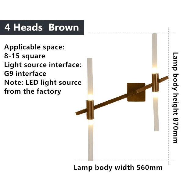 Современный светодиодный бра для гостиной, скандинавские светильники, лофт освещение, настенные светильники для спальни, новинка, домашний декор, настенный светильник - Цвет абажура: 4 Heads  Brown