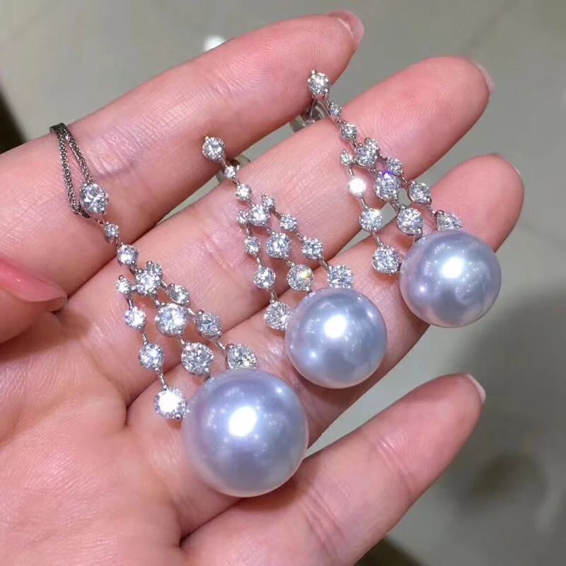 

925 Silver Pearl Pendant and Earrings Component and Findings, Jewelry Set Mounts Settings Mountings Parts, Nice Gift for Women