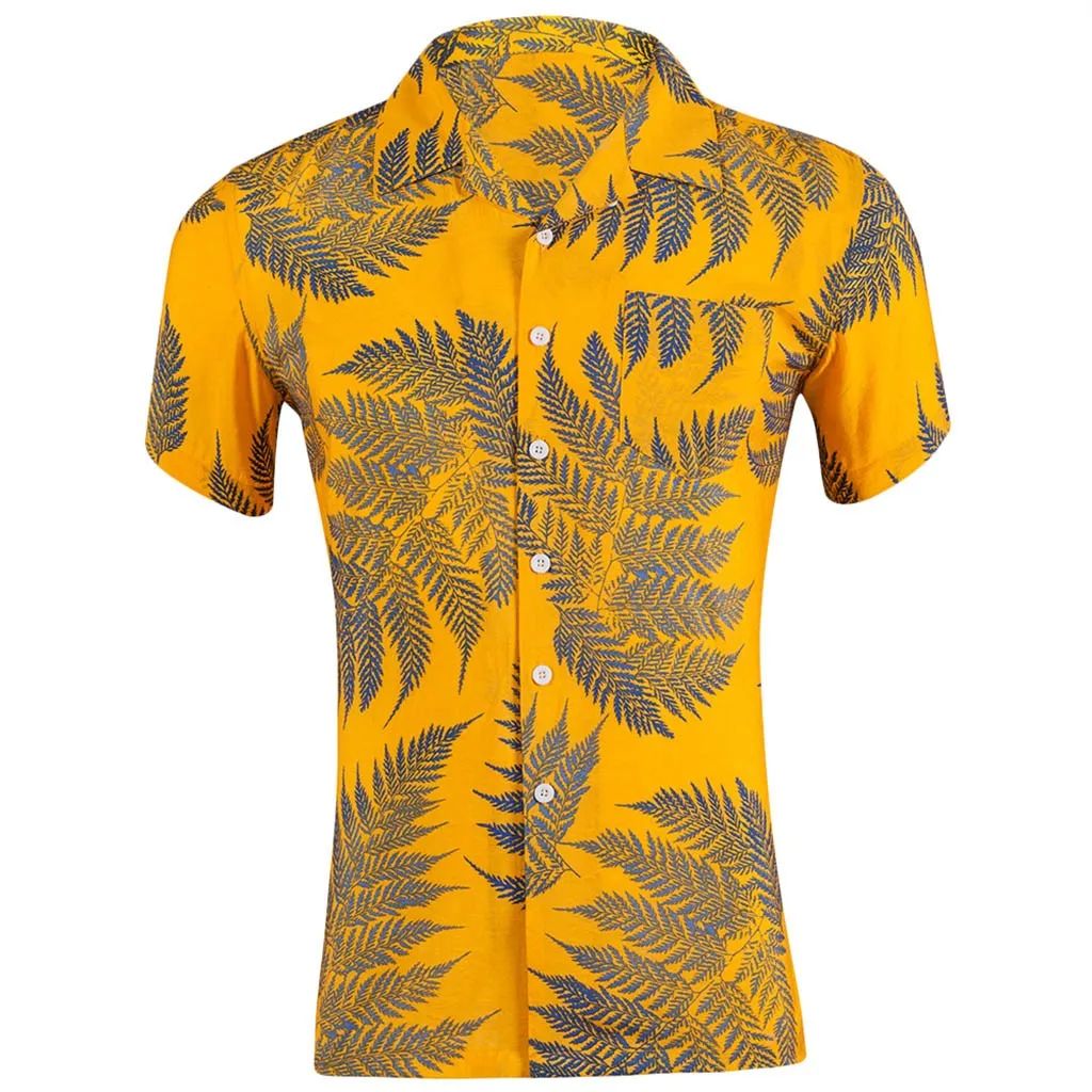

Men Shirt Slim Loose Hawaii Short Sleeve Blouse Printed Pocket Turn-down Collar shirt Beach Tops Shirts Men camisa masculina