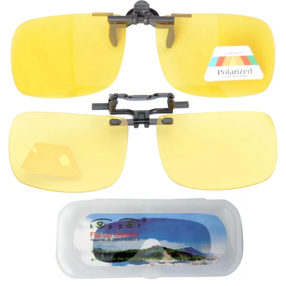 F8 Yellow Patented Polarized Clip on Flip up Sunglasses,Night Driving