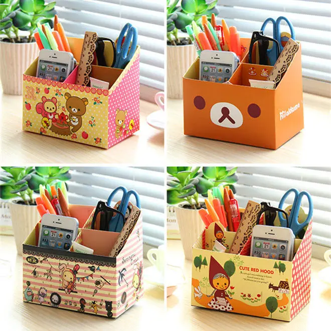 Free Shipping Kawaii Cartoon Diy Paper Clean Up Box Stationery