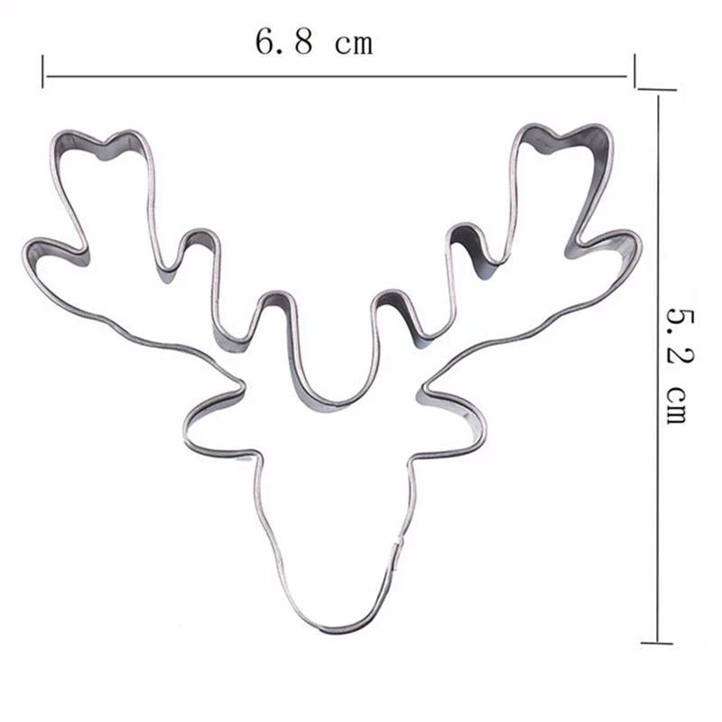 Счастье, голова оленя, олень, Рождество, нержавеющая сталь, милая форма для вырезания печенья, формы для торта, фруктовый сахар, форма для выпечки, инструменты