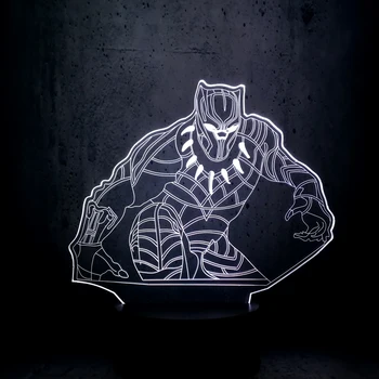 

Night Light USB LED Lighting Creative Black Panther 3D Lamp Mulitcolor Holiday Gift teenager favorite bedroom decor boys gifts