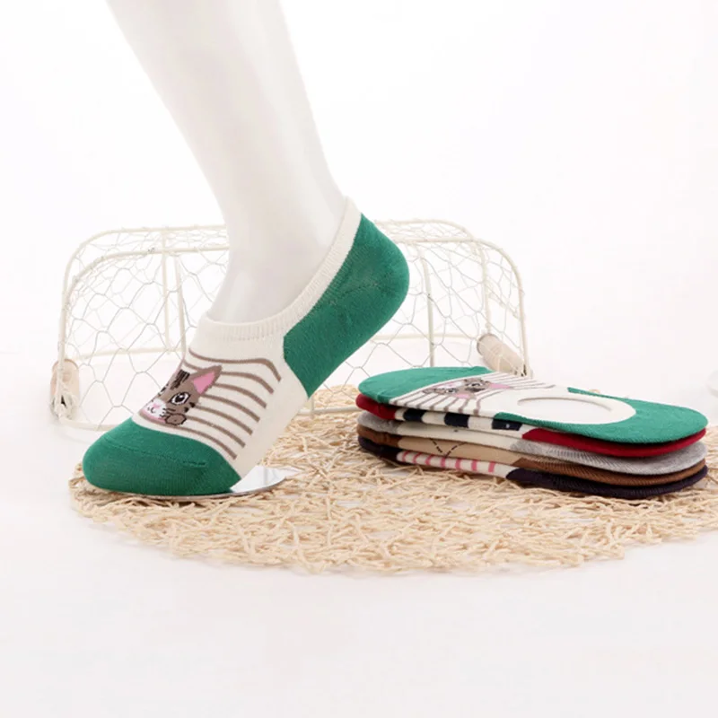 Носки невидимки женские с рисунком животных 5 пар|invisible boat socks|boat sockscreative socks |