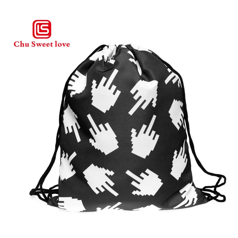 

Hot Fashion Novelty Women 3D Printing Hand Bone Bags Black Drawstring Bag For Men Women Travel Pocket Drawstring Backpack Worek