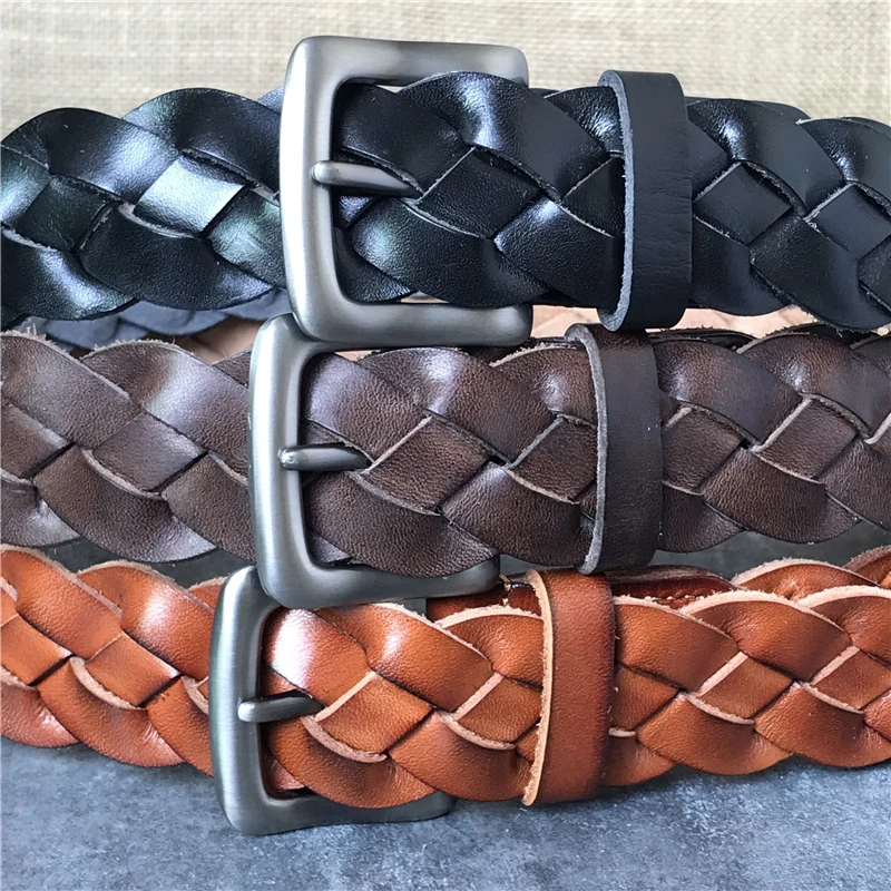 Hademade Braided Belt Luxury Genuine Leather Unisex Cowhide Men Belt ...
