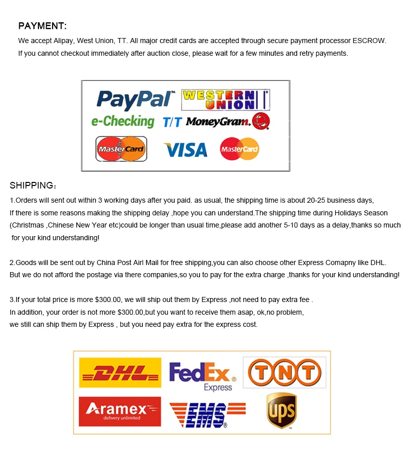 payment and shipping