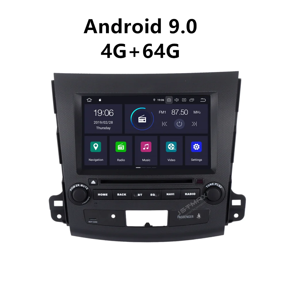 JSTMAX Android 9 0 автомобильный dvd-радио мультимедийный плеер 4 Гб + 64 ГБ для Mitsubishi Outlander