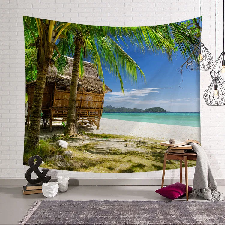 CAMMITEVER голубое небо Белое Облако море пляж кокос гобелен настенный живописный гобелен покрывало для пикника простыня одеяло