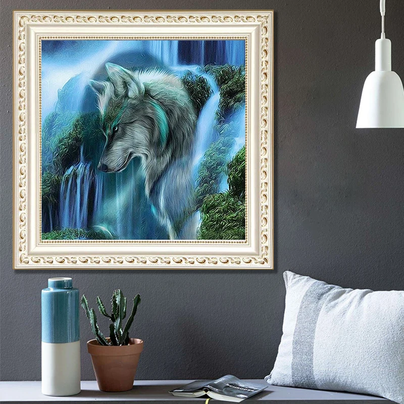 

DONGLANG DIY Diamond Painting wolf Animals Diamond Painting Full Square Cross Stitch Picture Of Rhinestones for Home Decor