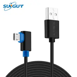 SUNGUY Угловые Micro usb-кабель Реверсивный 2.4A быстрой зарядки синхронизации данных провод для Samsung Galaxy S4 S5 S6 S7 края Примечание 3 4 5