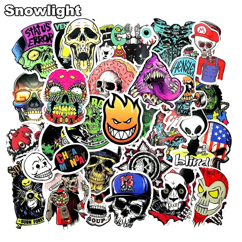 New 50pcs/Set Terror Series Graffiti skeleton Funny Stickers for DIY Sticker on Travel Laptop Skateboard Guitar Popular Sticker