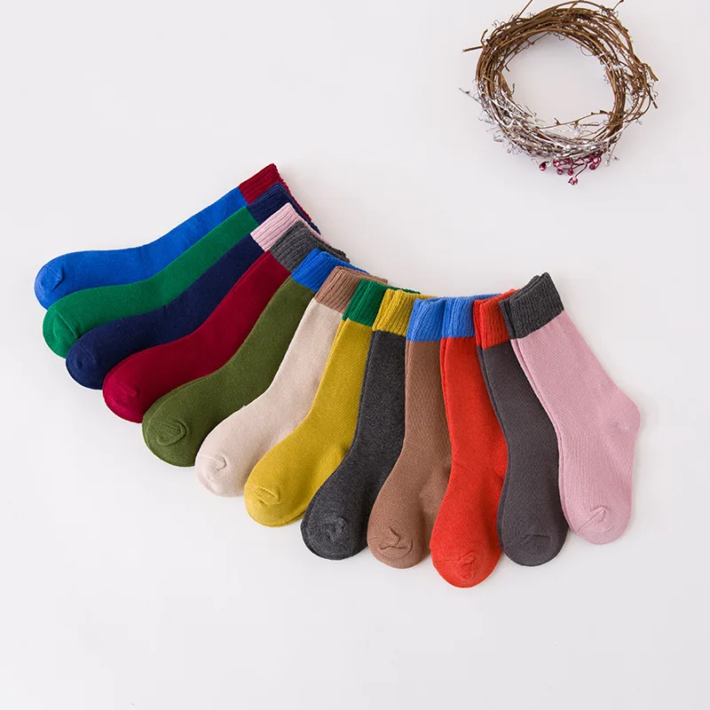 

2017 NEW Children's socks Two-color Stitching In Tube Socks for girls/boys Comfortable soft Kids sock 14-423
