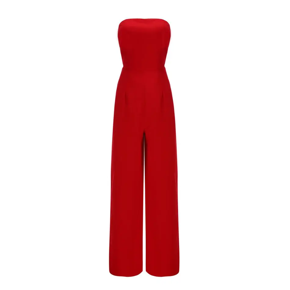 Newest Celebrity Party Women Jumpsuit Red Sleeveless Strapless Runway ...