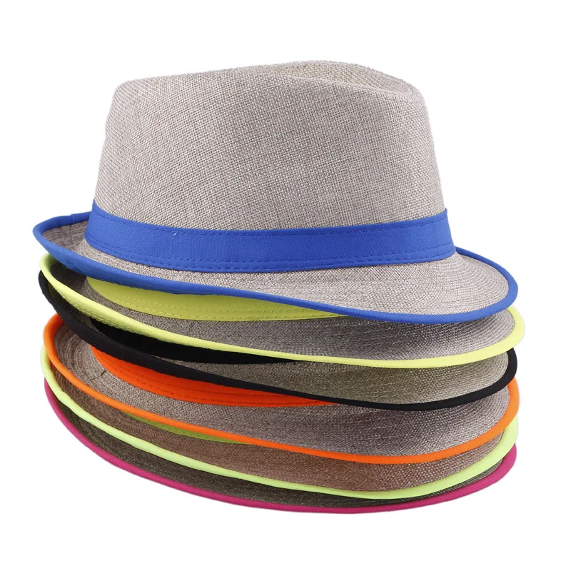 LUCKYLIANJI модная Chapeu карамельный цвет флуоресцентная мужская женская мягкая фетровая шляпа джаз шляпа пляжная Летняя Повседневная Солнцезащитная Панама шляпа(один размер: 57 см