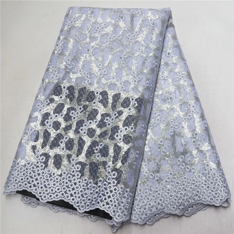 

White African Sequins Lace Fabric 2019 Latest French Tulle Lace Fabric High Quality Nigerian Embroidery Laces For Lady PSA711-1