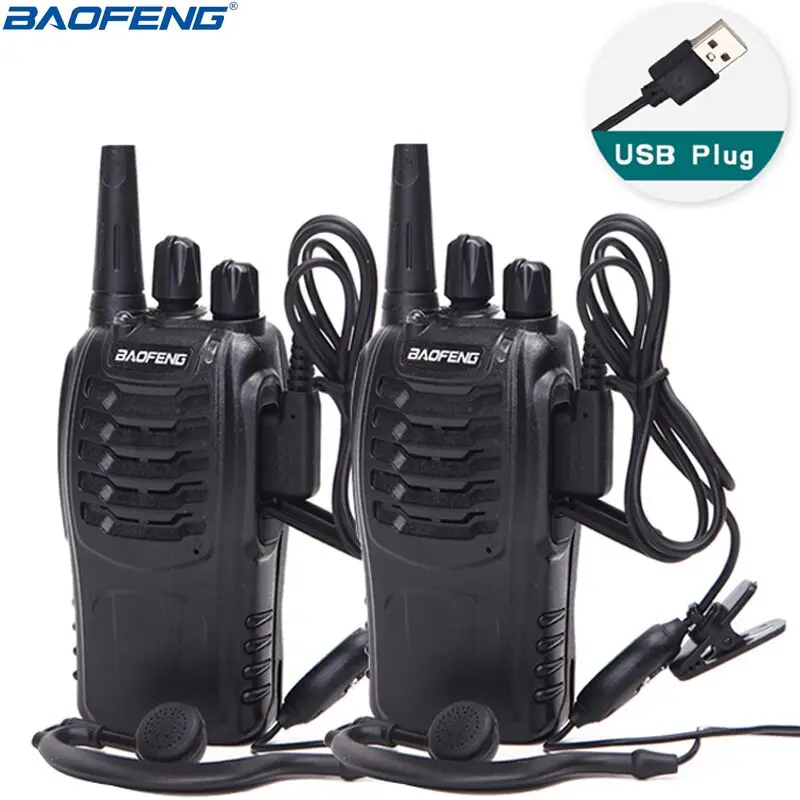 2 шт Baofeng BF-888S Walkie Talkie usb-переходник для зарядки Портативный радио СВ радио UHF 888 S ФИО Comunicador трансивер + 2 наушников