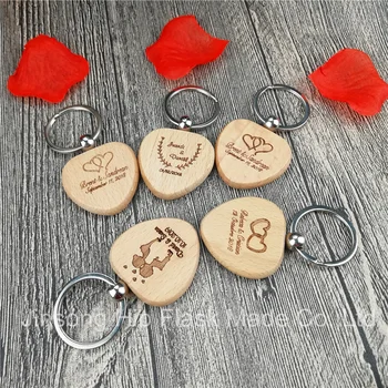 

2018 New Natural Wooden Key Ring Keychain Round Square Anti Lost Wood Accessories Gifts with organza white bag,personalized