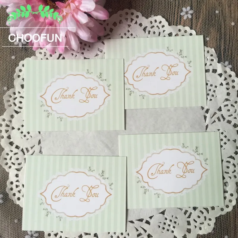 

50pcs/lot THANK YOU and stripe Style Paper Card Rewards Gift Decorations Flowers leave a Message Card Invitations Card ZS003