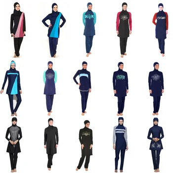 

Push Up Long Sleeve Plus Size Women Full Cover Swimsuit Burkinis Muslim Swimwear Modest Islamic Swim Wear Baiclothing