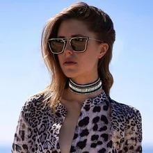 New de la manera gran marco cuadrado gafas de sol de mujer de marca diseñador hollow Gafas de sol Femeninas Gafas de Sol UV 400 Gafas De Sol Gafas