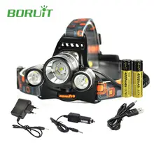 Boruit rj-5001 LED Headlamp rechargeable 6000LM 3 XM-L L2 Headlight USB Hiking Flashlight Head lamp with 18650 battery + Charger