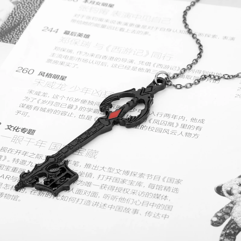Dongsheng ювелирные изделия аниме Kingdom Hearts Oblivion Keyblade черные металлические подвески ожерелье s Аниме изображение свитер цепь ожерелье