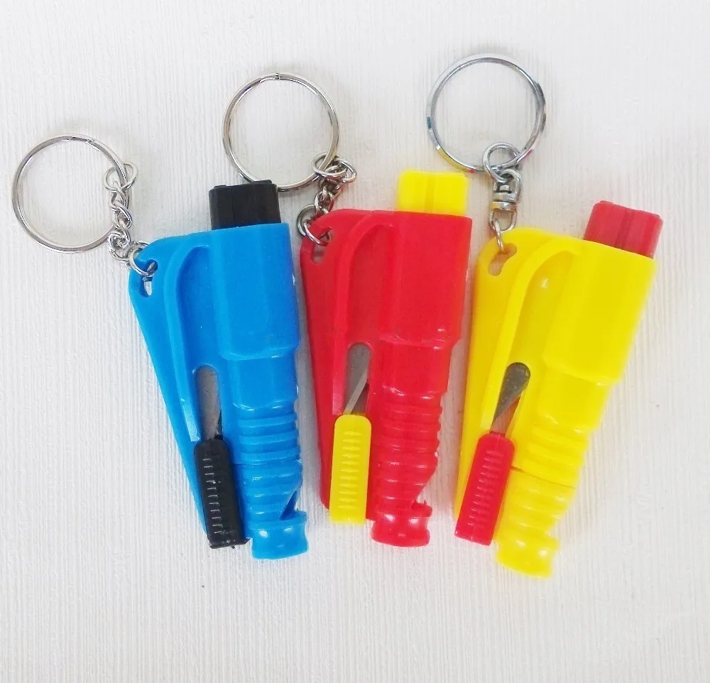 2pcs Mini 3 In 1 Rescue Car Kit SOS Whistle Seat Belt Cutter & Auto Emergency Hammer Window Breaker