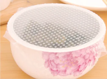 New 4pcs Multifunctional Food Fresh Keeping Saran Wrap Kitchen Tools Reusable Silicone Food Wraps Seal Cover Stretch