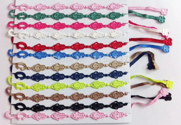 

12pcs/bag High Quality MultiColor Random Italy Lace Hand Palm Macrame Skeleton Crochet Friendship Bracelet Jewelry For Men Women
