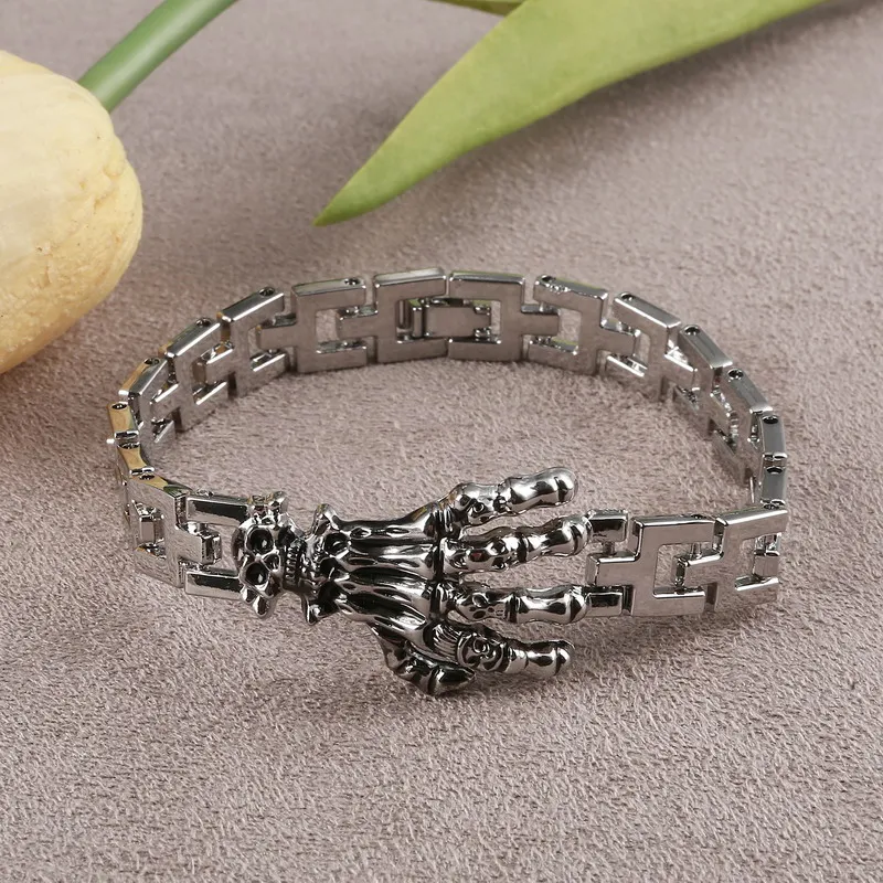 

Perfect Festival Bracelet For Men Exquisite Stainless Steel Skeleton Claws Skull Hand Design Bracelet