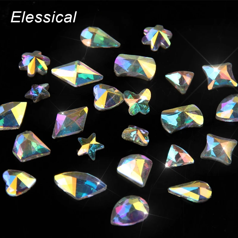 Elessical 10 шт. Кристаллы с плоской обратной поверхностью ногтей стразами для маникюр