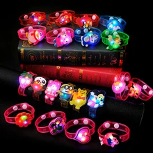 LED Glow Light up Rubber Toy Watch Kid Fluorescent Hand Ring Handband Halloween Flashing Party Flash