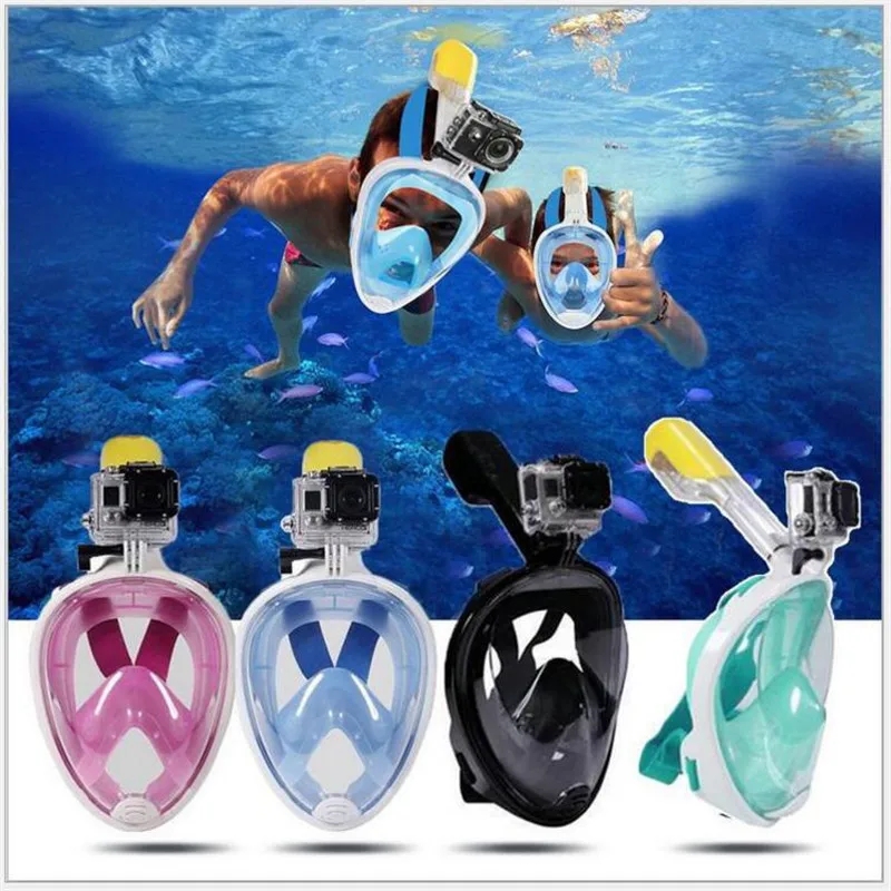 Маска для дайвинга для всего лица, маска для подводного плавания, анти-туман, маска для подводного плавания с противоскользящим кольцом, затычка для ушей для камеры Gopro
