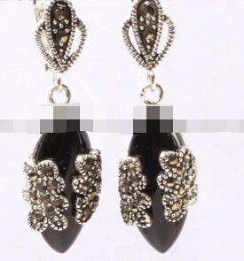 

ry00882 Fashion Marquise bead Marcasite silver dangle earring