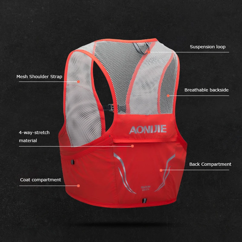 AONIJIE New 2.5L Hydration Pack Backpack Rucksack Bag Vest Harness Water Bladder Hiking Camping Running Marathon Race Climbing