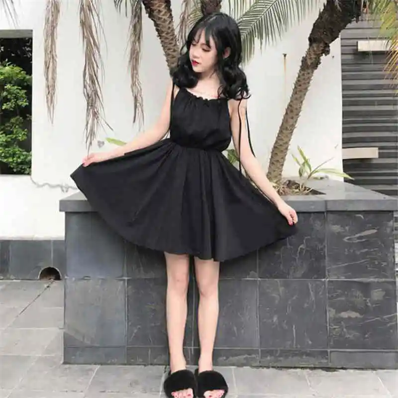 

2019 Elegant Black Vintage Dress Women New Spring Summer Women Retro Dress Fashion Party Vestidos Kawaii Sleeveless Dress Girls