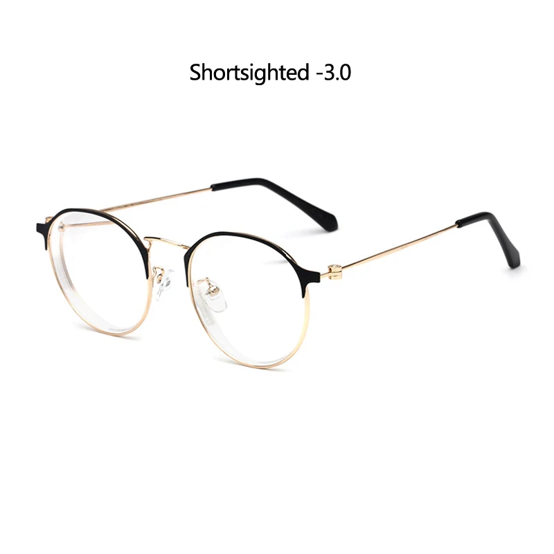 Zilead, металлическая полуоправа, круглые Fnished очки для близорукости, женские прозрачные очки для близоруких, близоруких, унисекс - Цвет оправы: myopia 3.0