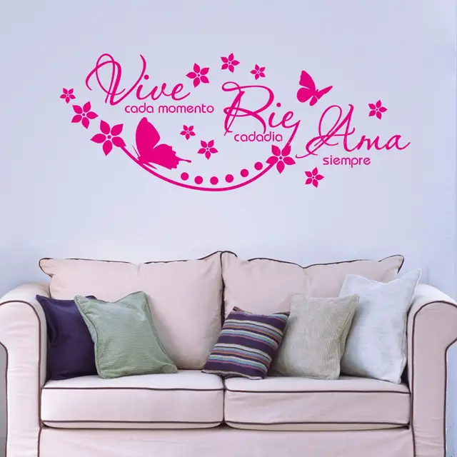 Spanish Vinyl Wall Stickers Say Vive Cada Momento Rie Cada Dia Ama